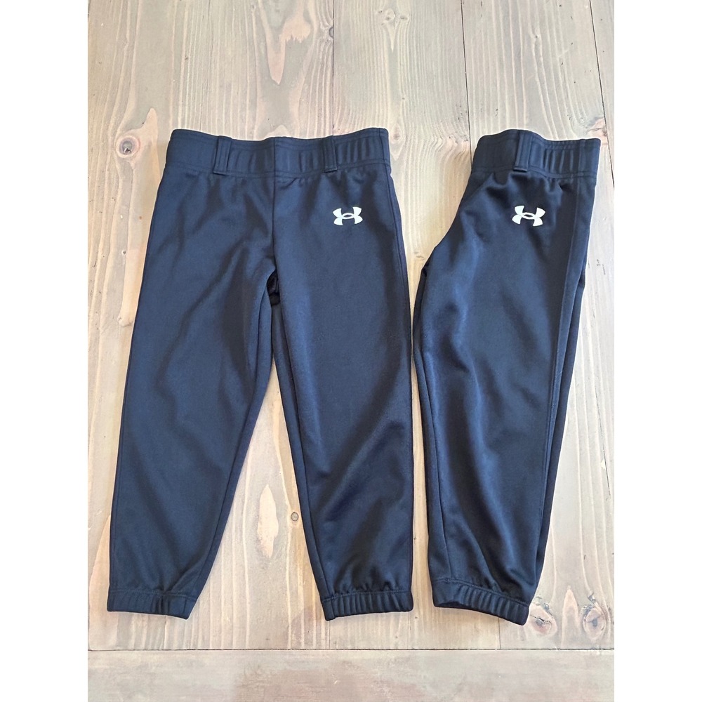 KK2 Under Armour Kids Baseball Pants Bundle 2 Pairs Black Youth Extra Small YXS‎